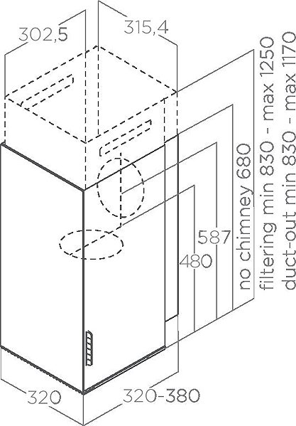 Extractor Hood ELICA HAIKU WH/A/32 Technical draft