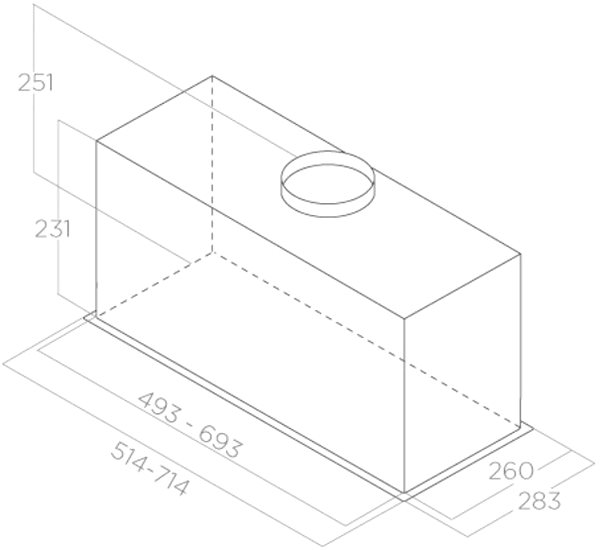 Extractor Hood ELICA FOLD BL MAT/A/52 Technical draft