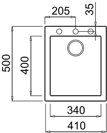 Granite Sink ELLECI QUADRA 100 G51 Technical draft