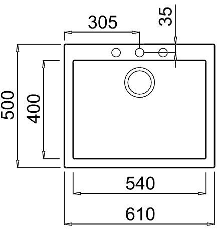 Granite Sink ELLECI QUADRA 110 G51 Technical draft