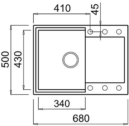 Granite Sink ELLECI EASY 135 G48 Technical draft