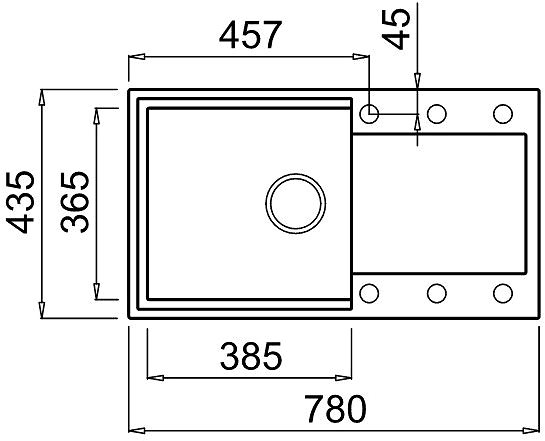 Granite Sink ELLECI EASY 290 G48 Technical draft