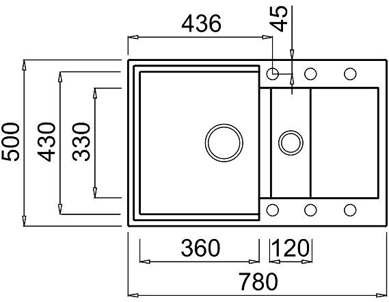 Granite Sink ELLECI EASY 325 G48 Technical draft