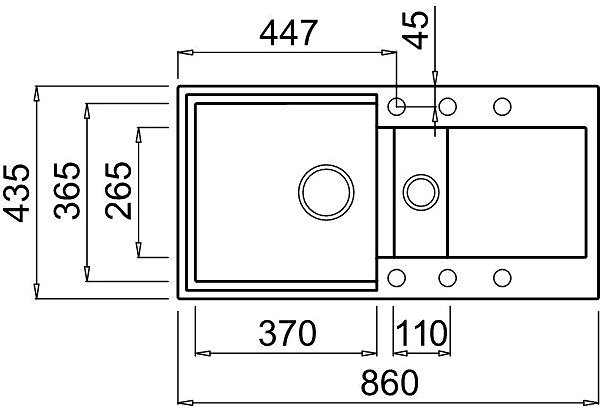 Granite Sink ELLECI EASY 425 G48 Technical draft