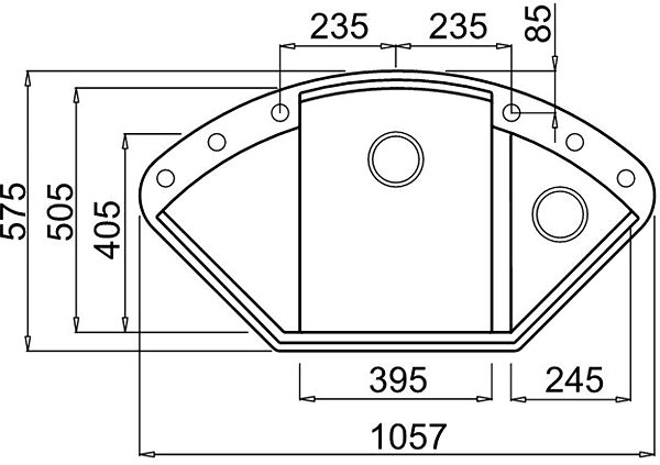 Granite Sink ELLECI EASY CORNER G48 Technical draft