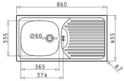 Stainless Steel Sink Pyramis E 860 Stainless steel kitchen sink 860 × 435 cm ...