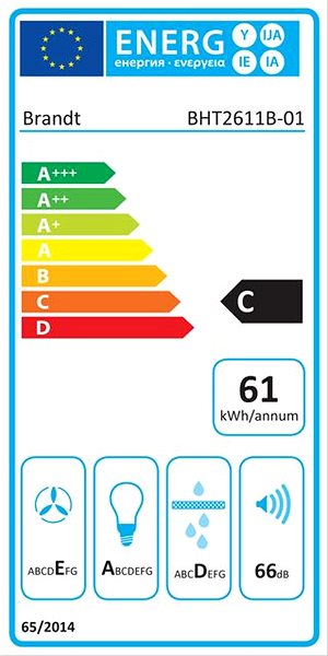 Extractor Hood Brandt BHT2611B Energy label