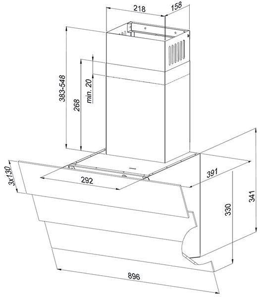 Extractor Hood KLUGE KMS9010BLG Technical draft