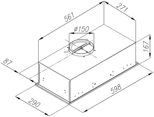 Digestoř KLUGE KOV5012BL Technický nákres