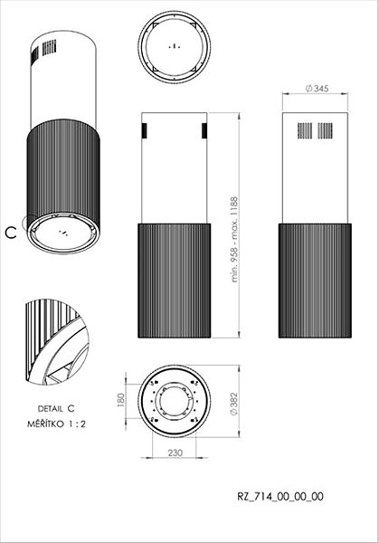 Extractor Hood CIARKO DESIGN CDW3802B Technical draft