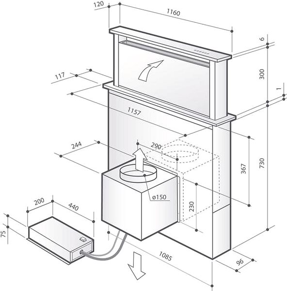 Extractor Hood DE DIETRICH DHD7261B Technical draft