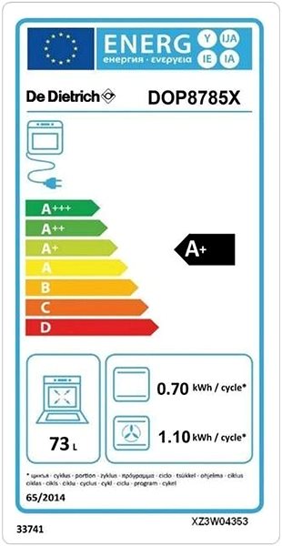 Built-in Oven De Dietrich DOP8785X Energy label