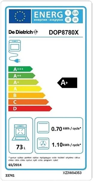 Built-in Oven De Dietrich DOP8780X Energy label