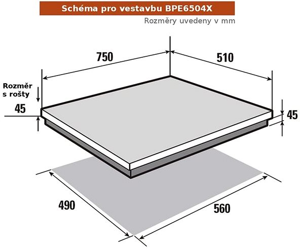 Cooktop BRANDT BPE6504X Technical draft