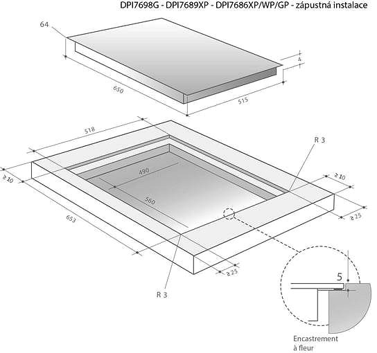 Cooktop De Dietrich DPI7686WP Technical draft