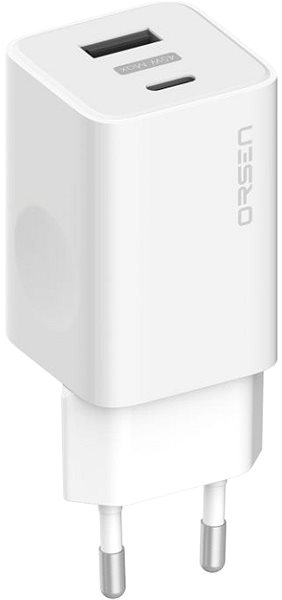 Töltő adapter Eloop Orsen GaN 45W Charger USB-A + USB-C White Képernyő