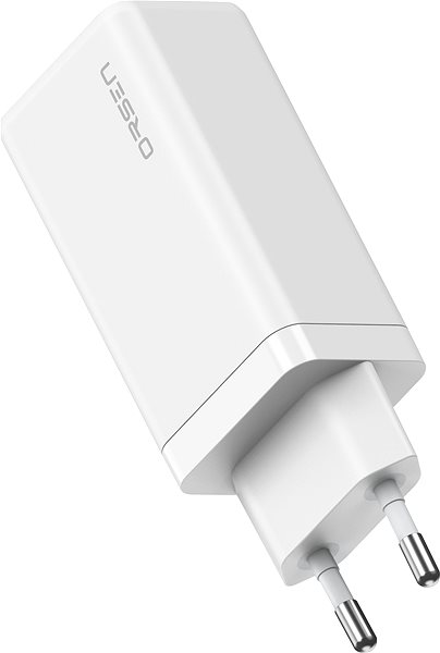 Hálózati adapter Eloop Orsen GaN 65W Charger Dual USB-C + USB-A White Oldalnézet