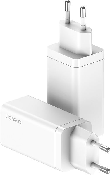 AC Adapter Eloop Orsen GaN 65W Charger Dual USB-C + USB-A White Lifestyle