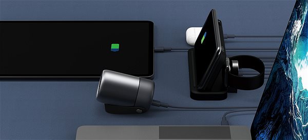Netzladegerät Eloop Orsen W5 Wireless Charging Station + Powerbank 10000mAh Black Lifestyle