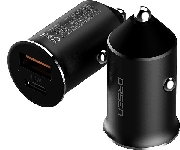 Car Charger Eloop Orsen PD 45W Carcharger UBS-A/C Lateral view