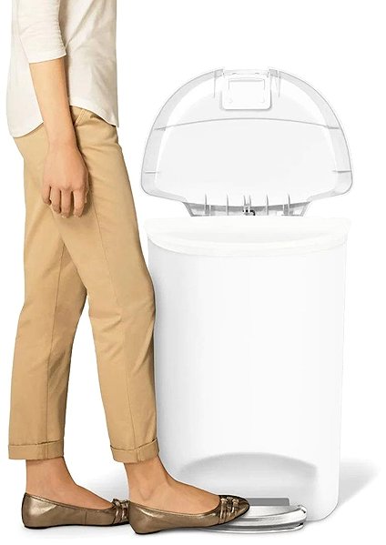 Rubbish Bin Simplehuman pedal bin - 50 l, half round, plastic, white ...