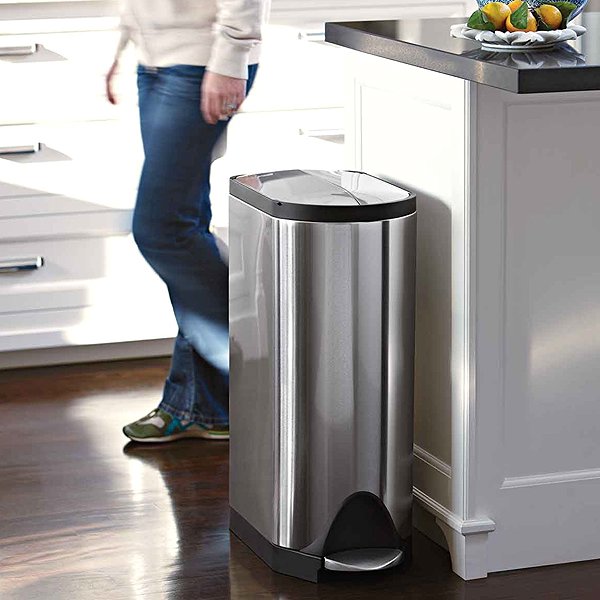 Rubbish Bin Simplehuman pedal bin - 30 l, butterfly lid, brushed stainless steel, FPP ...