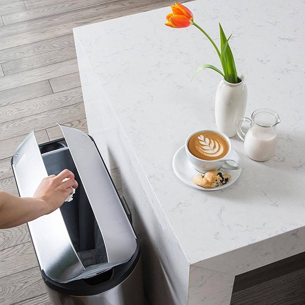 Rubbish Bin Simplehuman pedal bin - 45 l, butterfly lid, brushed stainless steel, FPP ...