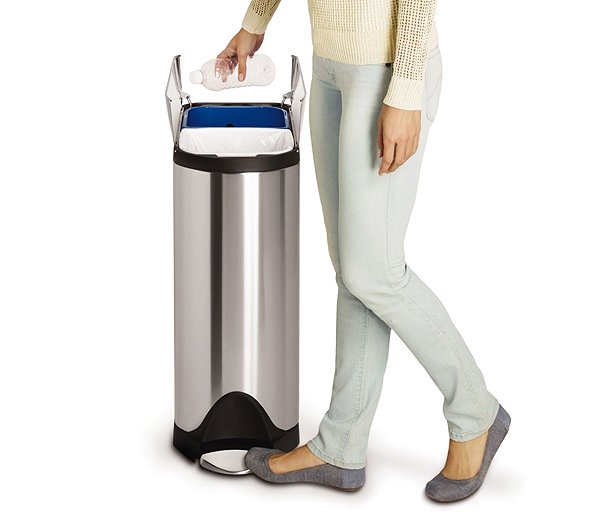 Rubbish Bin Pedal waste bin, Simplehuman - 40l (20/20), butterfly, matt steel ...