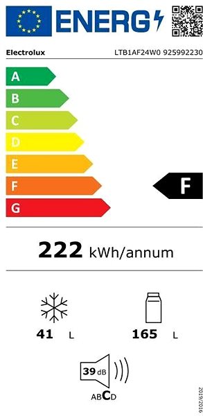 Refrigerator ELECTROLUX LTB1AF24W0 Energy label