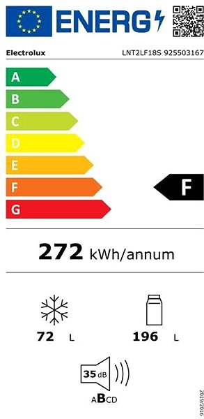 Built-in Fridge ELECTROLUX LNT2LF18S Energy label