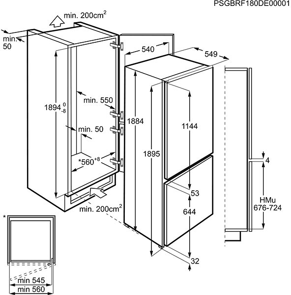Built-in Fridge ELECTROLUX LNS8FF19S Technical draft
