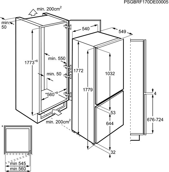 Built-in Fridge ELECTROLUX LNT7TF18S Technical draft