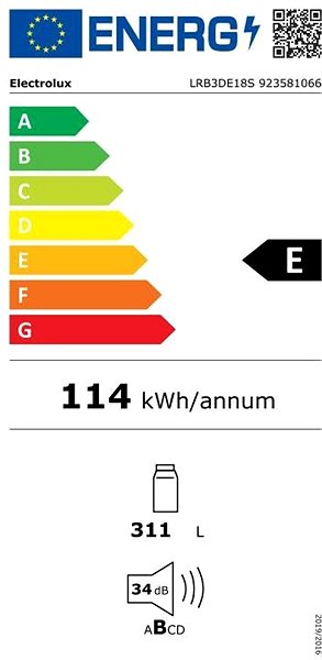 Beépíthető hűtő ELECTROLUX LRB3DE18S Energia címke