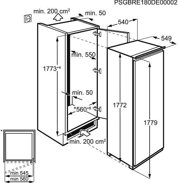 Built-in Fridge AEG Mastery SKE818D1DS Technical draft