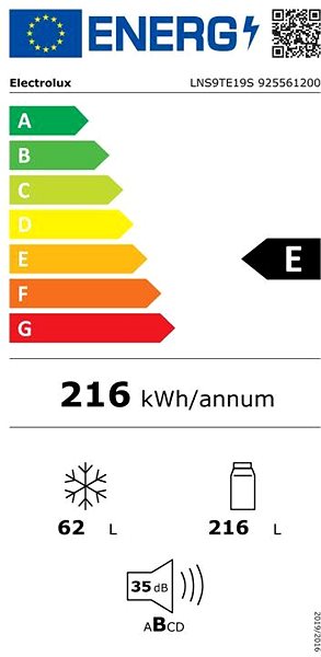 Built-in fridge ELECTROLUX LNS9TE19S Energy label