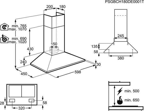 Extractor Hood ELECTROLUX 300 EFC226R Technical draft