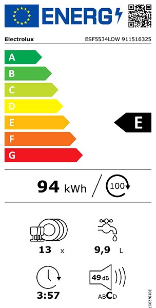 Dishwasher ELECTROLUX ESF5534LOW Energy label