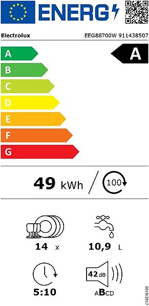 Built-in Dishwasher ELECTROLUX EEG88700W Energy label