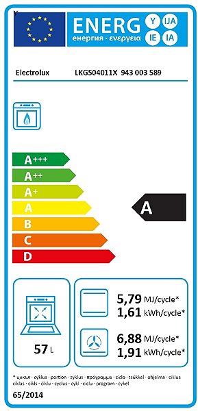 ELECTROLUX LKG504011X cooker Energy label