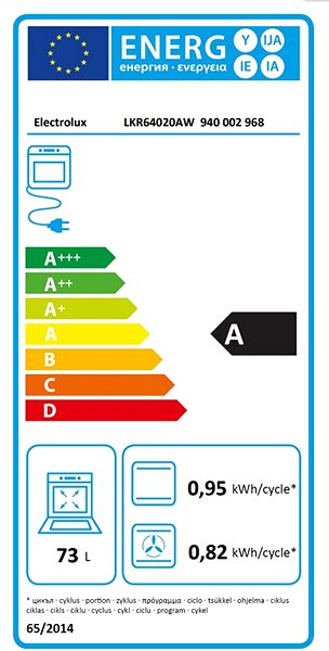 Stove ELECTROLUX AirFry LKR64020AW Energy label