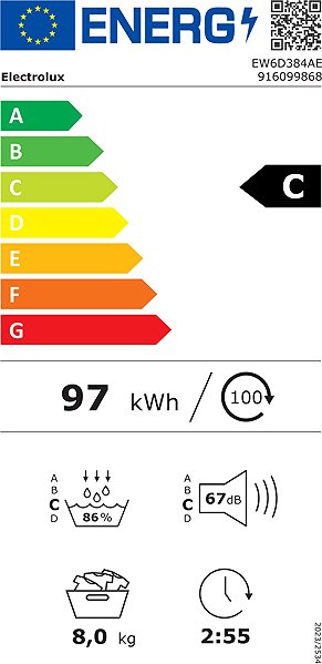 Clothes Dryer ELECTROLUX EW6D384AE Energy label