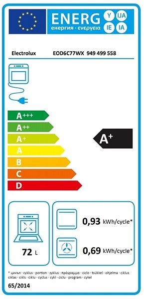 Built-in Oven ELECTROLUX 600 PRO SteamBake EOD6C77WX Energy label