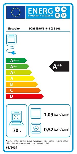 Built-in Oven ELECTROLUX 800 SteamBoost EOB8S39WZ Energy label