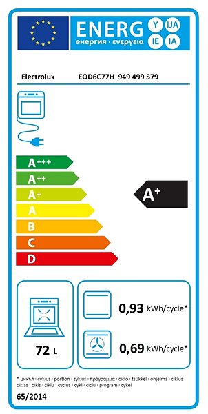 Built-in Oven ELECTROLUX 600 SteamBake EOD6C77H Energy label
