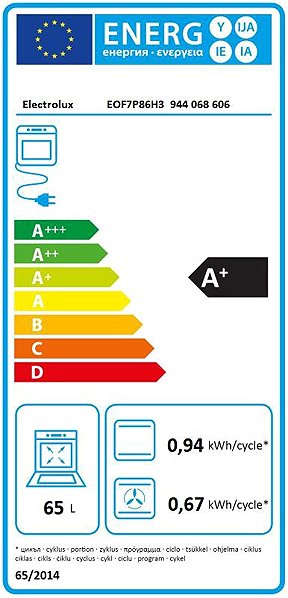 Built-in Oven ELECTROLUX 500 SurroundCook EOF7P86H3 Energy label