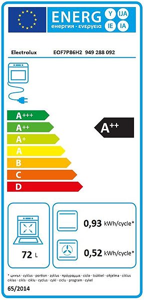 ELECTROLUX 500 SurroundCook EOF7P86H2 built-in oven Energy label
