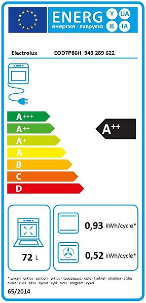 Electrolux 500 SurroundCook SteamBake EOD7P86H built-in oven Energy Label