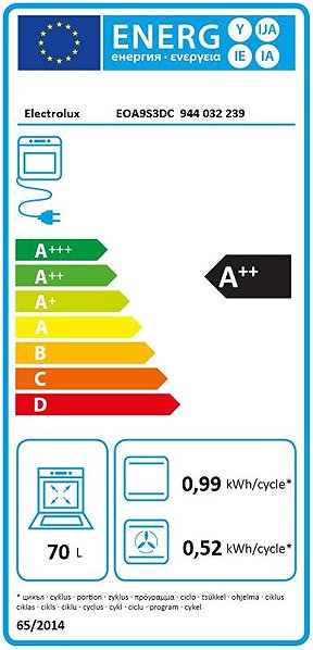 Built-in Oven ELECTROLUX 900 MealAssist SteamPro EOA9S3DC Energy label