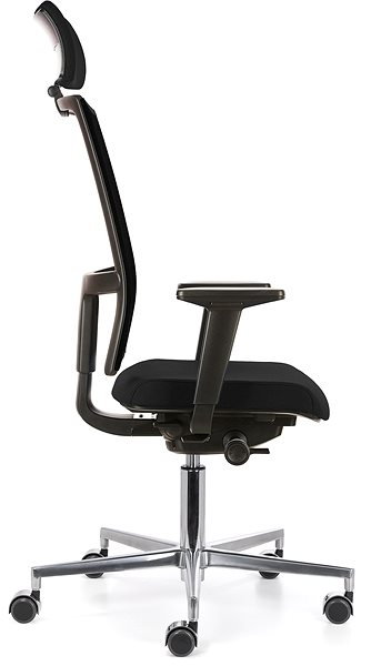 Office Chair EMAGRA TAU Black with Aluminium Cross Lateral view