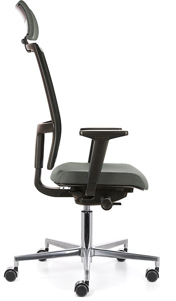 Office Chair EMAGRA TAU Grey with Aluminium Cross Lateral view